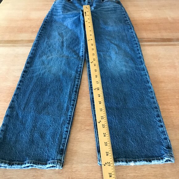 Levi's Ribcage Straight Ankle Jeans Women 27 Blue Button Fly Medium Wash Stretch - Picture 8 of 15